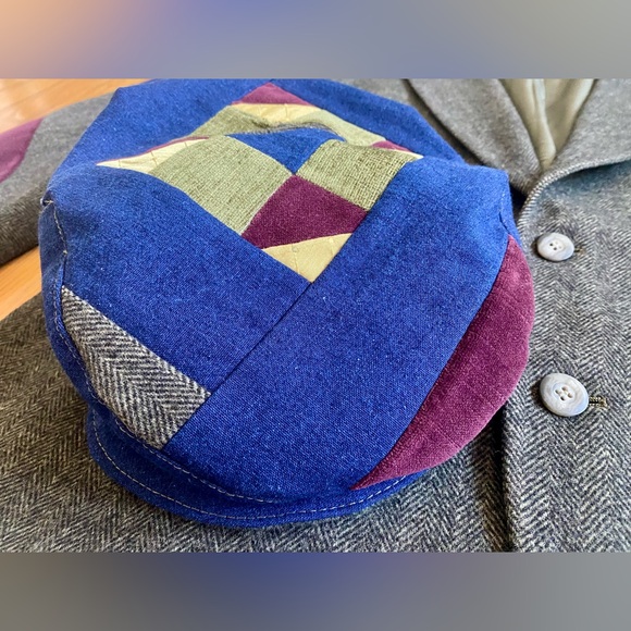 Vintage 80s Men's PATCHWORK Blazer Set 42/XL HOLBROOK Green Wool Quilted Jacket - Picture 8 of 9